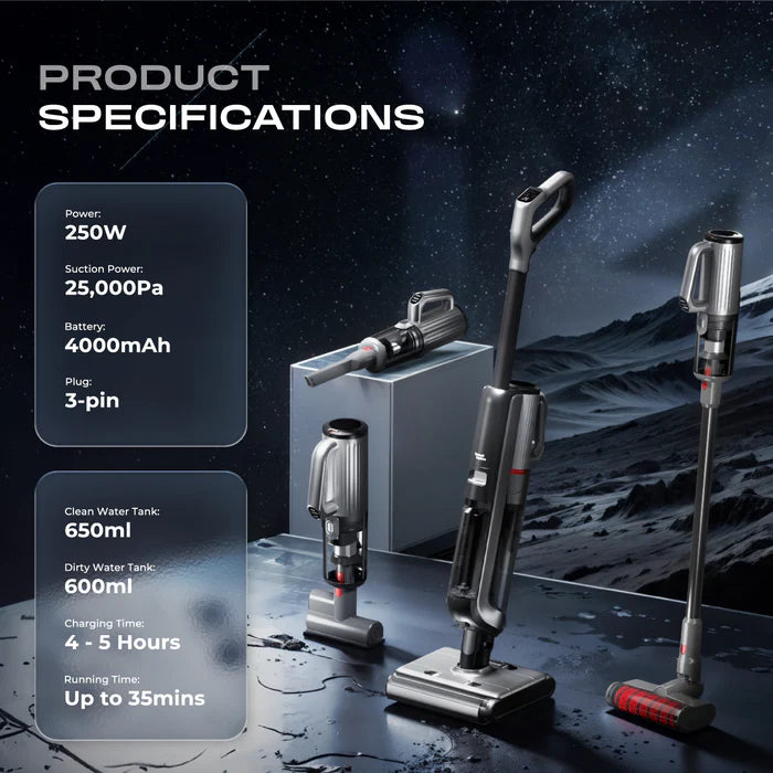 Russell Taylors Dual Roller Wet Dry Cordless Floor Washer 4-in-1 Vacuum Cleaner & Mop i4